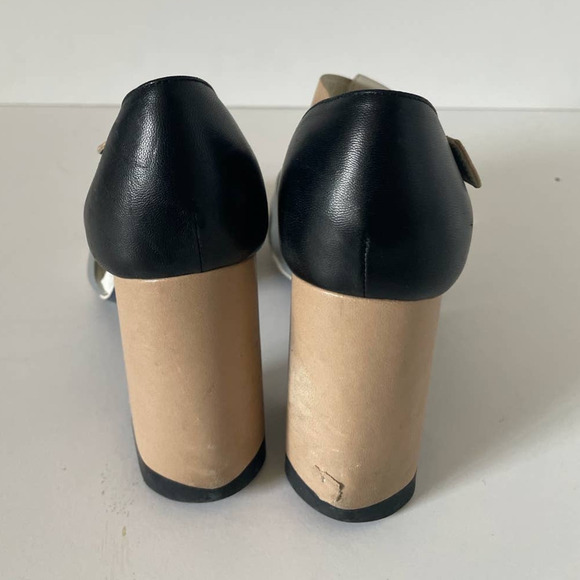 Jil Sander Neutral Color Block Chunky Heel Cut Out Sandals, Size 37 🔴 - Picture 4 of 7